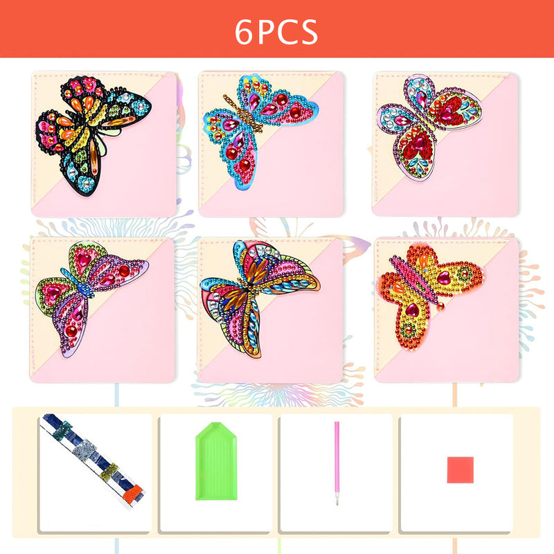 6Pcs Lifelike Butterfly PU Corner Cover Bookmark Diamond Painting Kits