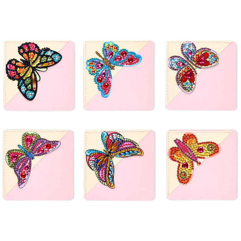 6Pcs Lifelike Butterfly PU Corner Cover Bookmark Diamond Painting Kits