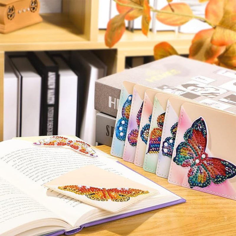 8Pcs Lifelike Butterfly PU Corner Cover Bookmark Diamond Painting Kits