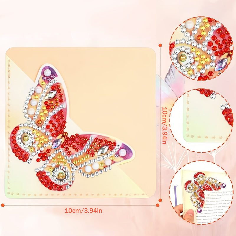 8Pcs Lifelike Butterfly PU Corner Cover Bookmark Diamond Painting Kits