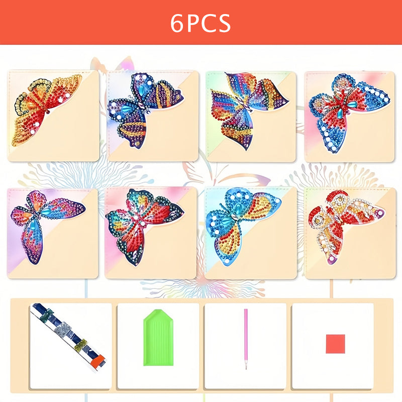 8Pcs Lifelike Butterfly PU Corner Cover Bookmark Diamond Painting Kits