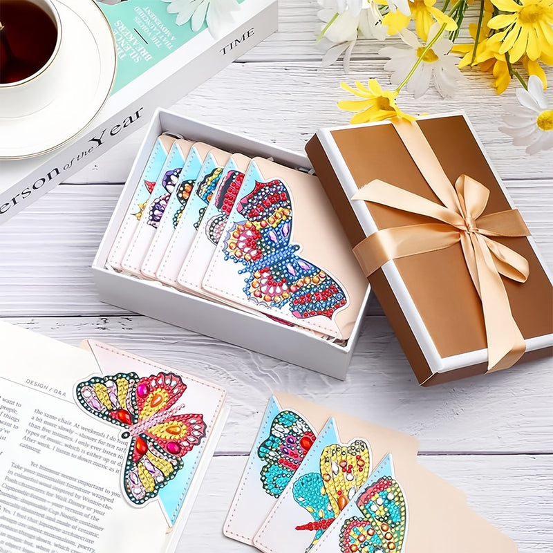 12Pcs Beautiful Butterfly PU Corner Cover Bookmark Diamond Painting Kits