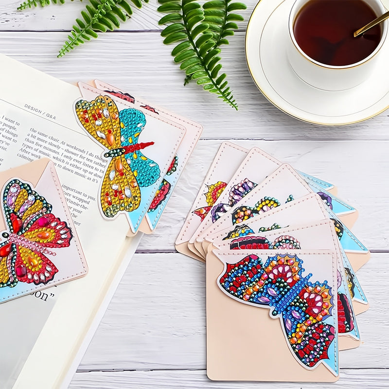 12Pcs Beautiful Butterfly PU Corner Cover Bookmark Diamond Painting Kits