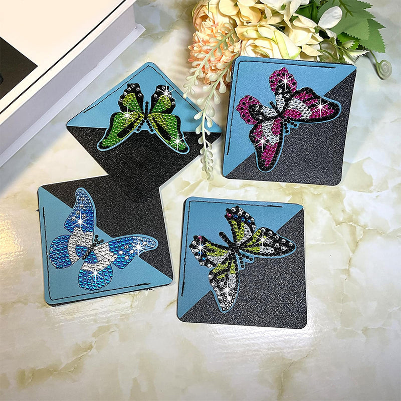 8Pcs Flying Butterfly PU Corner Cover Bookmark Diamond Painting Kits