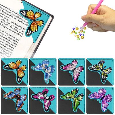 8Pcs Flying Butterfly PU Corner Cover Bookmark Diamond Painting Kits