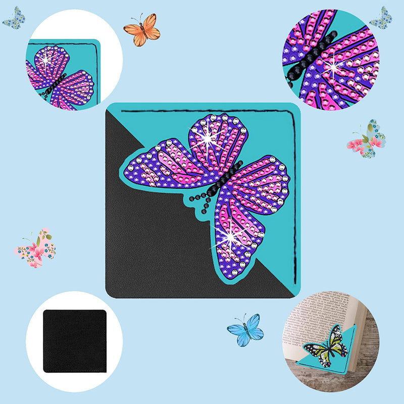 8Pcs Flying Butterfly PU Corner Cover Bookmark Diamond Painting Kits