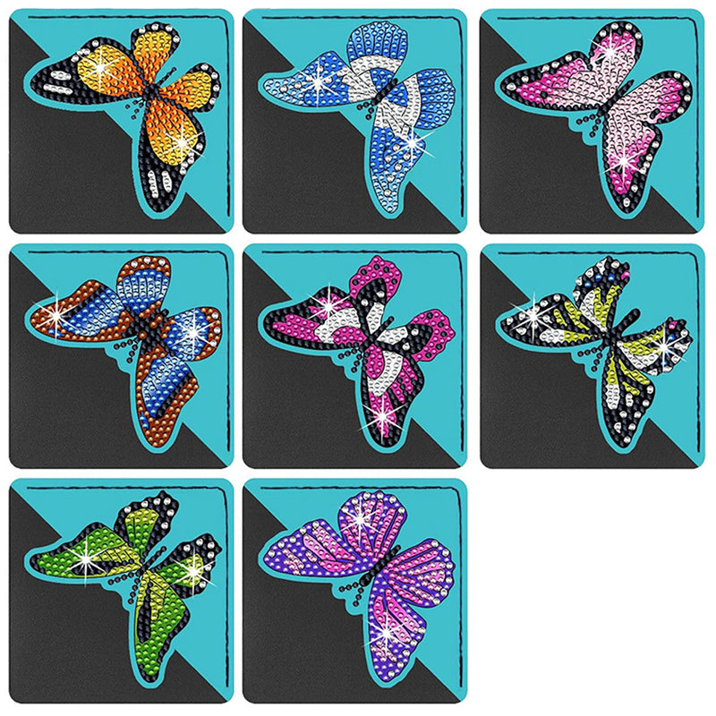 8Pcs Flying Butterfly PU Corner Cover Bookmark Diamond Painting Kits