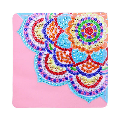 8Pcs Brilliant Mandala Flower PU Corner Cover Bookmark Diamond Painting Kits