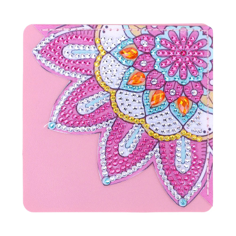 8Pcs Brilliant Mandala Flower PU Corner Cover Bookmark Diamond Painting Kits