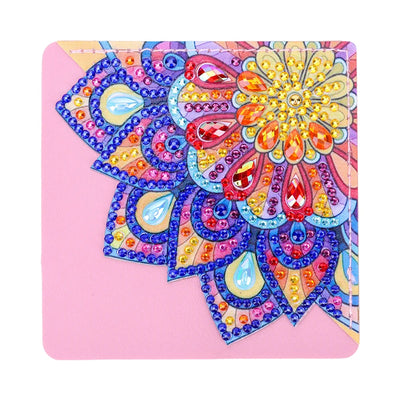 8Pcs Brilliant Mandala Flower PU Corner Cover Bookmark Diamond Painting Kits