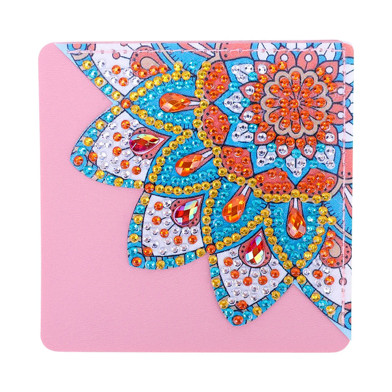 8Pcs Brilliant Mandala Flower PU Corner Cover Bookmark Diamond Painting Kits