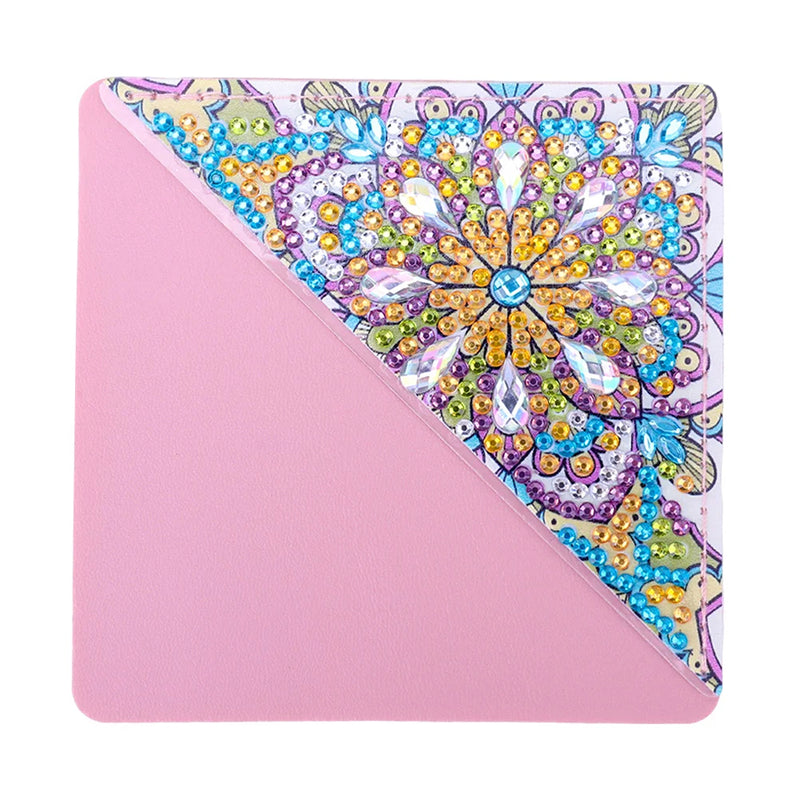 4Pcs Dazzling Mandala PU Corner Cover Bookmark Diamond Painting Kits