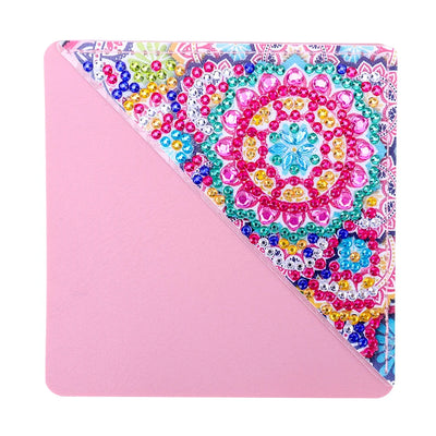 4Pcs Dazzling Mandala PU Corner Cover Bookmark Diamond Painting Kits