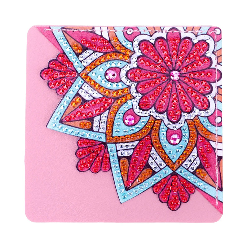 8Pcs Beautiful Mandala Flower PU Corner Cover Bookmark Diamond Painting Kits