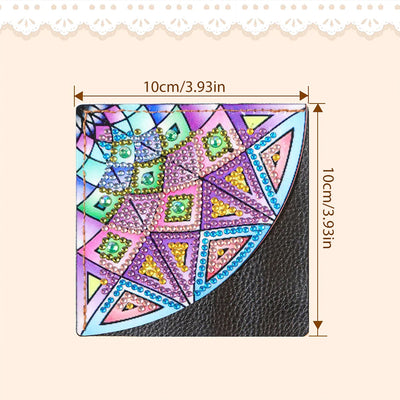 4Pcs Sector Mandala PU Corner Cover Bookmark Diamond Painting Kits