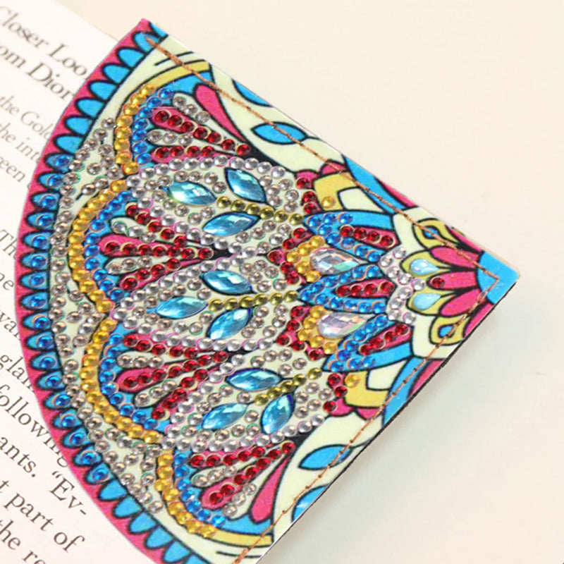 4Pcs Sector Gorgeous Mandala PU Corner Cover Bookmark Diamond Painting Kits