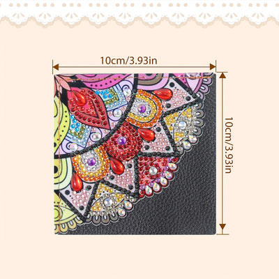 4Pcs Gorgeous Mandala PU Corner Cover Bookmark Diamond Painting Kits