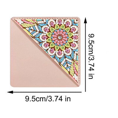 4Pcs Chrysanthemum Mandala PU Corner Cover Bookmark Diamond Painting Kits