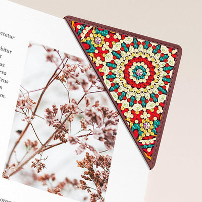 4Pcs Circular Pattern Mandala PU Corner Cover Bookmark Diamond Painting Kits