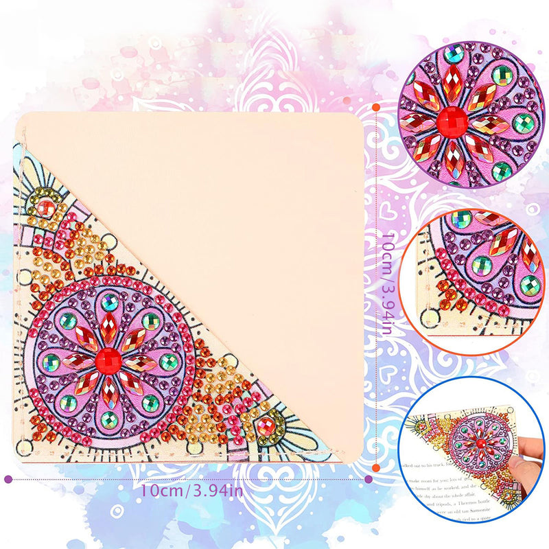 12Pcs Flower Mandala PU Corner Cover Bookmark Diamond Painting Kits