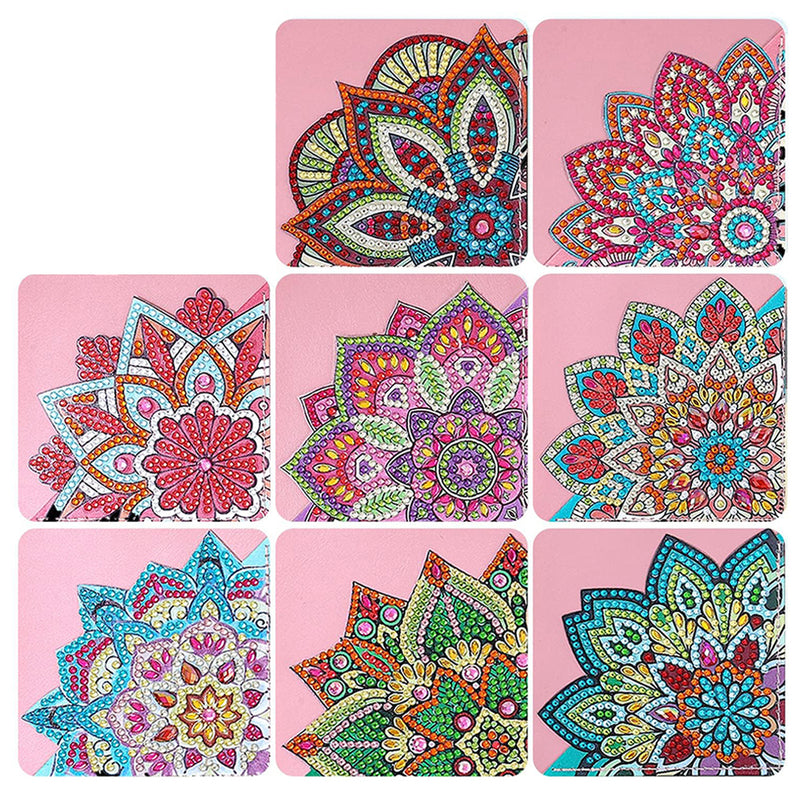 8Pcs Lotus Mandala PU Corner Cover Bookmark Diamond Painting Kits