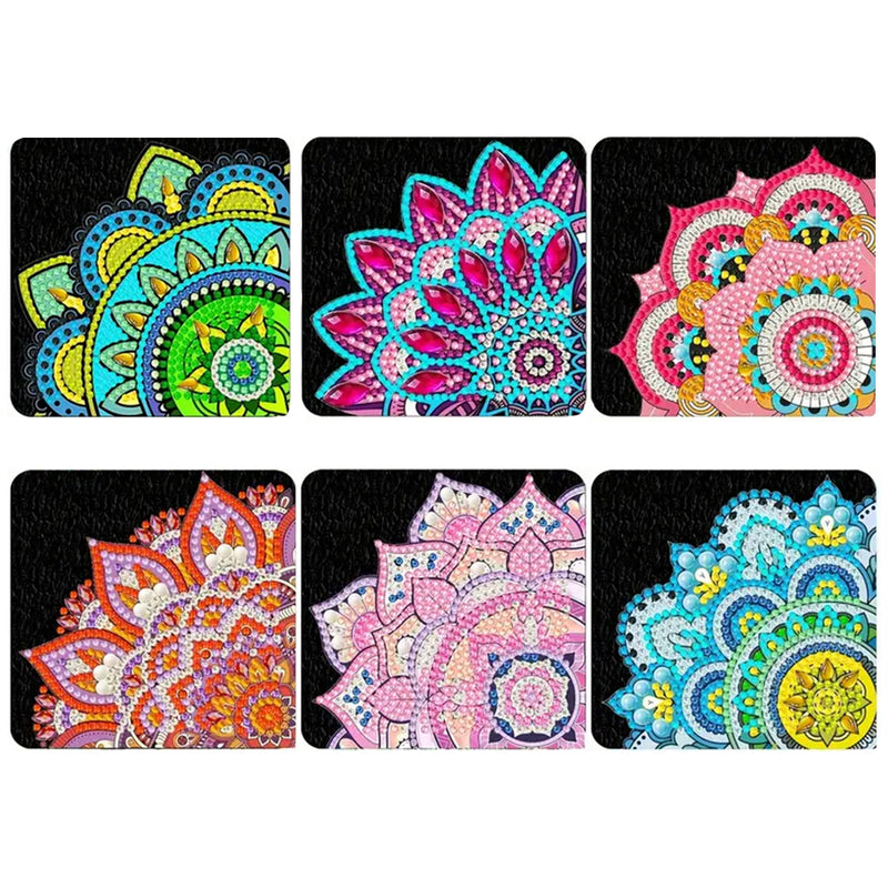 6Pcs Lotus Mandala PU Corner Cover Bookmark Diamond Painting Kits