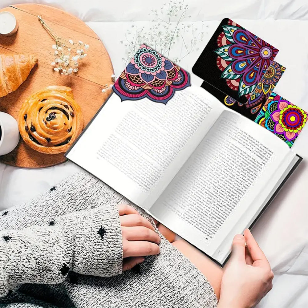 6Pcs Colorful Mandala PU Corner Cover Bookmark Diamond Painting Kits