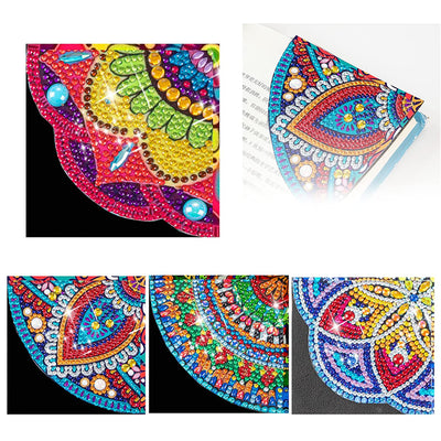 4Pcs Popular Mandala PU Corner Cover Bookmark Diamond Painting Kits