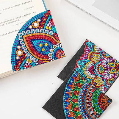 4Pcs Popular Mandala PU Corner Cover Bookmark Diamond Painting Kits