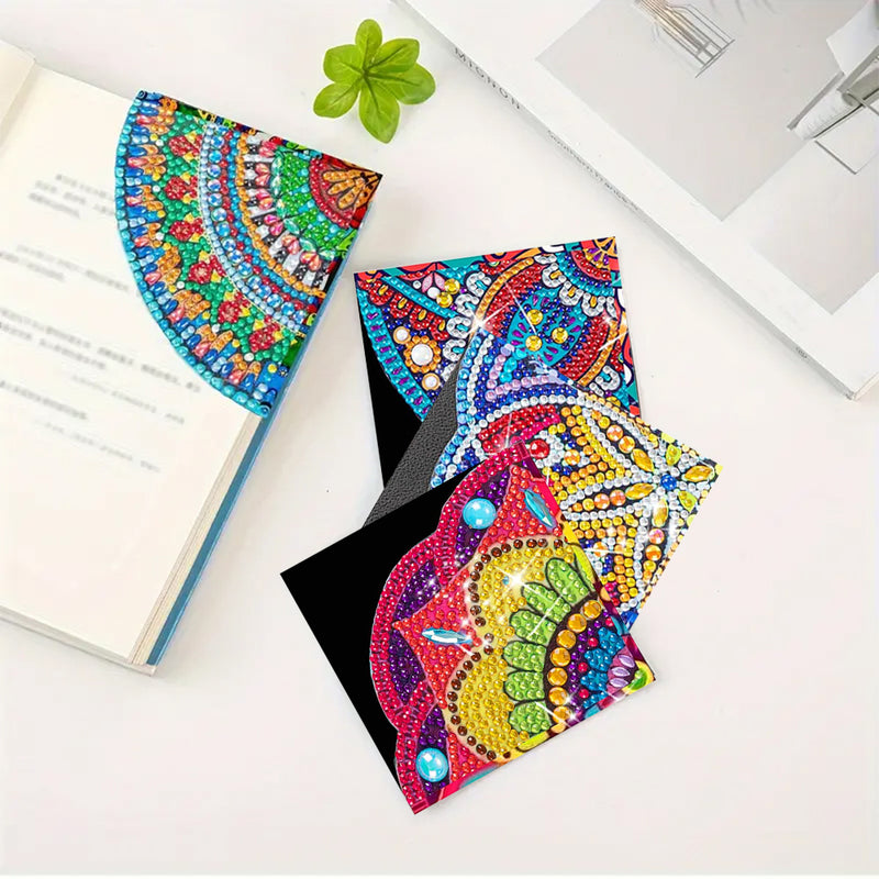 4Pcs Popular Mandala PU Corner Cover Bookmark Diamond Painting Kits