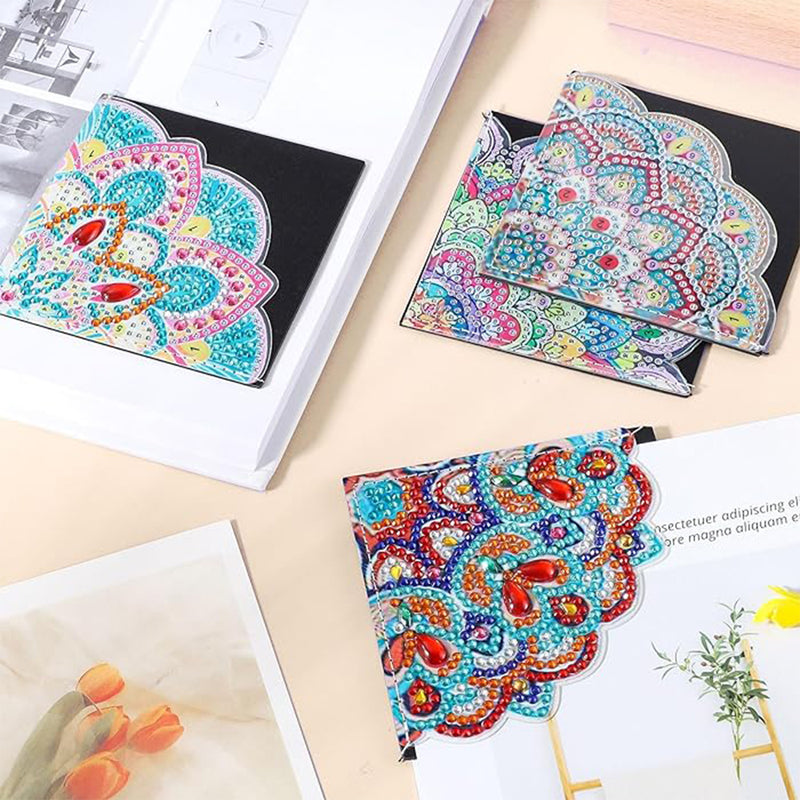 6Pcs Complex Mandala PU Corner Cover Bookmark Diamond Painting Kits