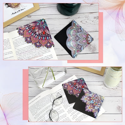 2Pcs Complex Mandala PU Corner Cover Bookmark Diamond Painting Kits