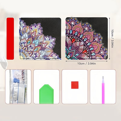 2Pcs Complex Mandala PU Corner Cover Bookmark Diamond Painting Kits