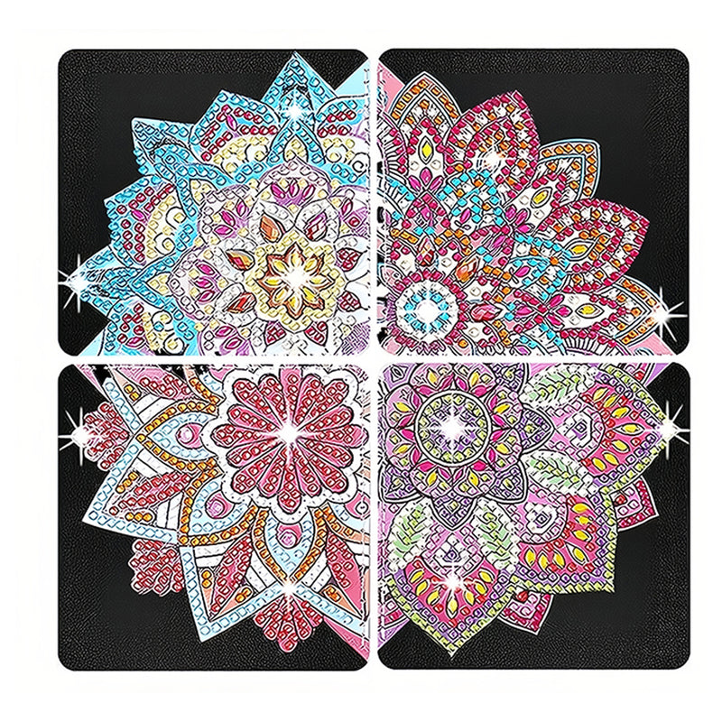 4Pcs Lotus Mandala PU Corner Cover Bookmark Diamond Painting Kits