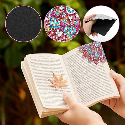 4Pcs Lotus Mandala PU Corner Cover Bookmark Diamond Painting Kits