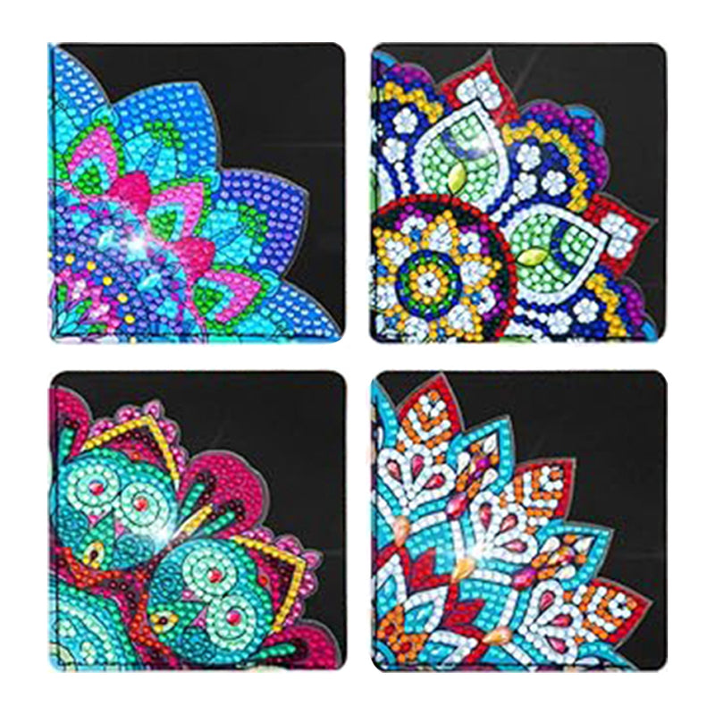 4Pcs Blue Mandala PU Corner Cover Bookmark Diamond Painting Kits