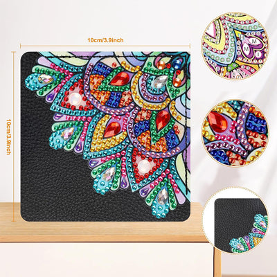 6Pcs Mandala in Darkness PU Corner Cover Bookmark Diamond Painting Kits