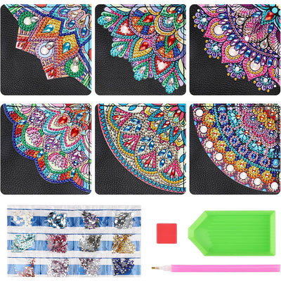 6Pcs Mandala in Darkness PU Corner Cover Bookmark Diamond Painting Kits