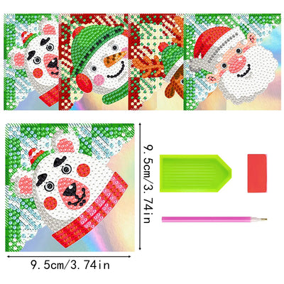 4Pcs Christmas Smile PU Corner Cover Bookmark Diamond Painting Kits