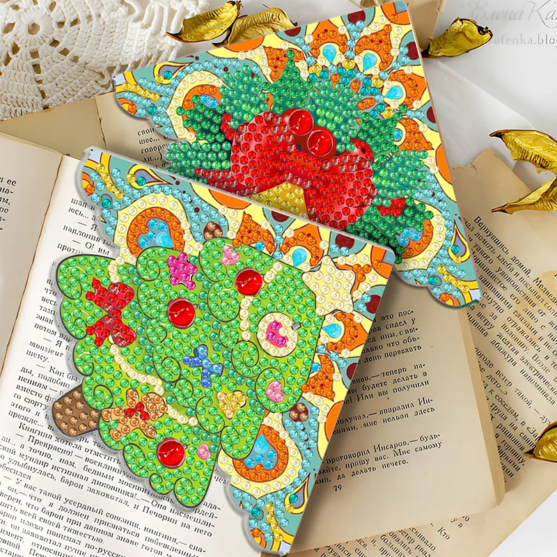 4Pcs Christmas Decorations PU Corner Cover Bookmark Diamond Painting Kits