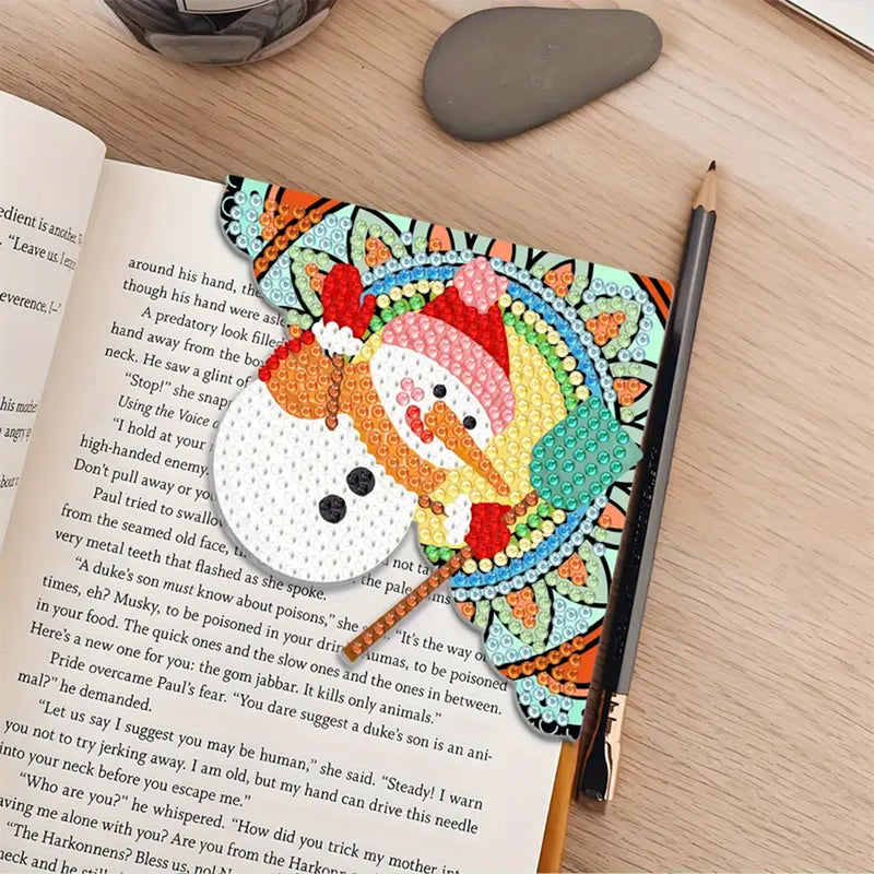 4Pcs Cute Christmas Animals PU Corner Cover Bookmark Diamond Painting Kits