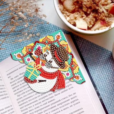 4Pcs Christmas Cheer PU Corner Cover Bookmark Diamond Painting Kits