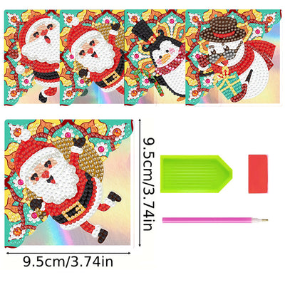 4Pcs Christmas Cheer PU Corner Cover Bookmark Diamond Painting Kits