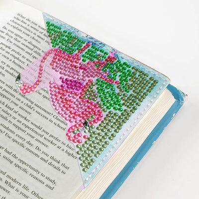 6Pcs Pink Flamingo PU Corner Cover Bookmark Diamond Painting Kits