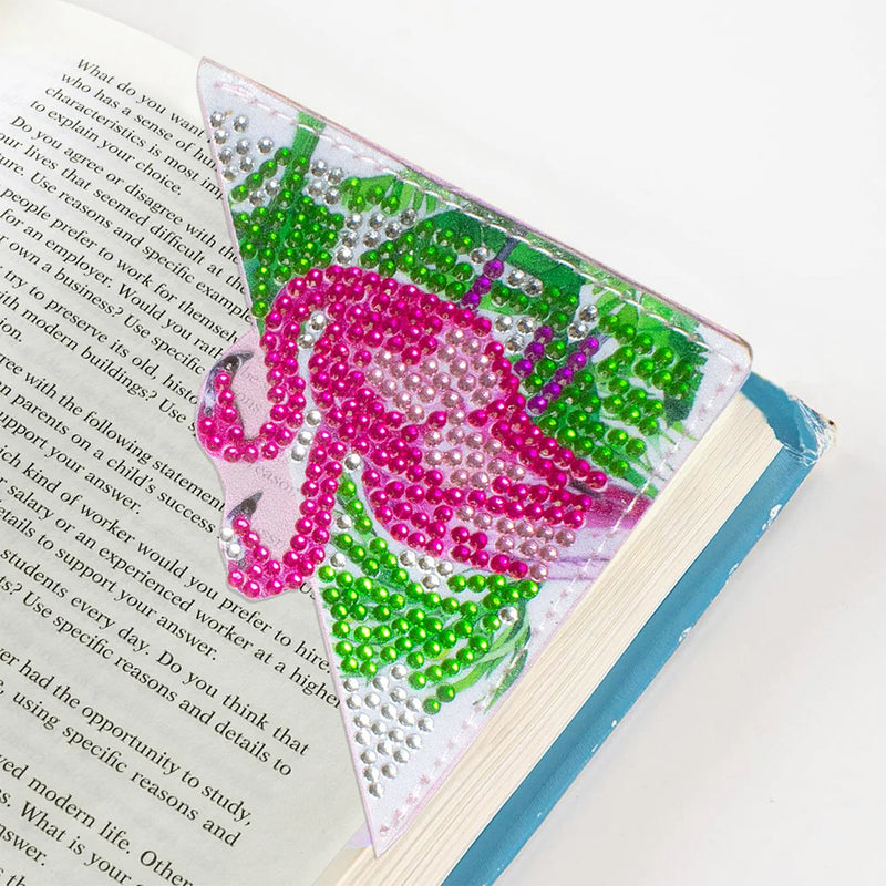 6Pcs Pink Flamingo PU Corner Cover Bookmark Diamond Painting Kits