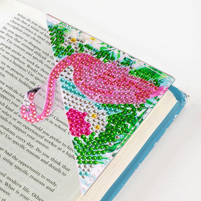 6Pcs Pink Flamingo PU Corner Cover Bookmark Diamond Painting Kits