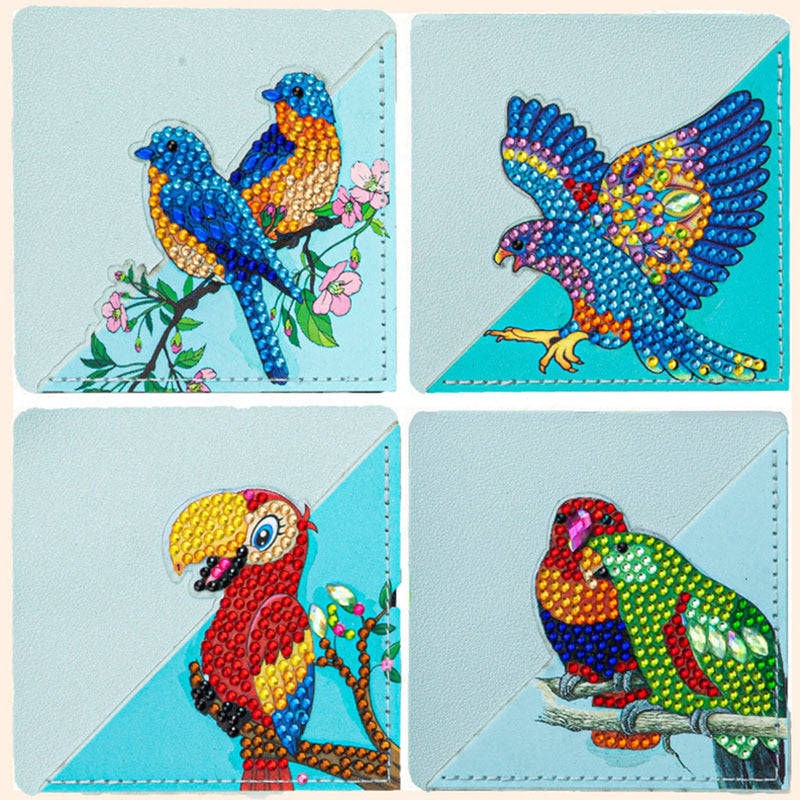 8Pcs Parrot and Bird PU Corner Cover Bookmark Diamond Painting Kits