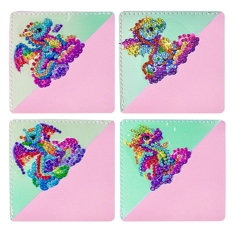 4Pcs Colorful Flying Dragon PU Corner Cover Bookmark Diamond Painting Kits