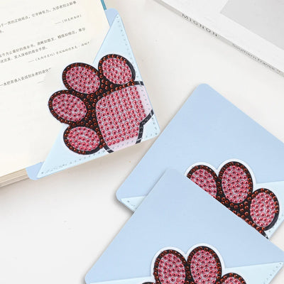 Cute Animal Paw PU Corner Cover Bookmark Diamond Painting Kits