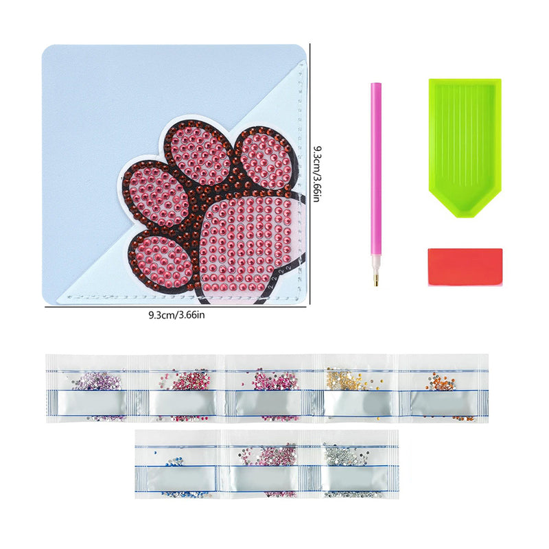 Cute Animal Paw PU Corner Cover Bookmark Diamond Painting Kits